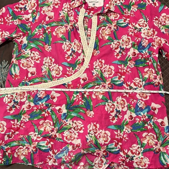 Revolve Pitusa Collared Tie Shirt Size in Fuchsia Floral Print (Size III-L) - Picture 12 of 14